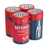 ANSMANN Alkaline Batterien Mono D LR20 1,5V, 4 Stück, langlebig & auslaufsicher, ideal für Radio, Modellbau, LED Taschenlampe, Spielzeug