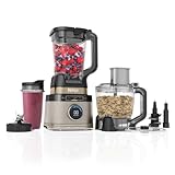 Ninja 3-in-1 Detect Power Blender Processor Pro, kraftvolle 1200W Küchenmaschine, Single Serve & Knethaken, 3x Single Serve Tassen, Krug, Teig, mischen & hacken, Schwarz, TB401EUSTGD, Stone Gold