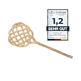 NEUSTANLO | Teppichklopfer in Sonnenform | 3-fädiges Natur Rattan | länglich hell | 75x26 cm | flexibel und robust