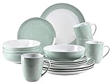 MÄSER 931565 Kitchen Time II Geschirr-Set für 4 Personen, 16-tlg Kombiservice in Pastellgrün mit dezentem Muster, Porzellan, Grün