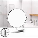 dmartN 6-Zoll-Schminkspiegel zur Wandmontage, Vergrößerungsspiegel für die Wand im Badezimmer mit 3-/5-facher Vergrößerung, ausziehbarem Arm, rund, ohne Licht, doppelseitiger, s(Bright Silver 3X)