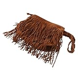 CLISPEED 1 Stück Frosted Quastenbeutel Damen Tasche Mit Quaste Tasche Mit Fransen Schulter Wildleder-einkaufstasche Wildledertasche Gewebte Handtaschen Aus Wildleder Braune Handtasche