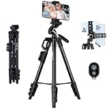 Rollei Smartphone Stativ Traveler, Handy Stativ mit Fernauslöser 120cm Aluminium Dreibeinstativ für Smart Phone Flexible Leicht Schwarz Tripod mit Smartphone-Halterung für iPhone Huawei Samsung