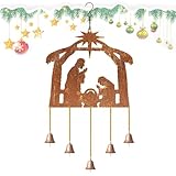 Krippe Flache Windspiele Ornamente - Weihnachtsszene hängende Windglocke Außenwindglocke für Ferienzeit | Religiöse Windspiele Ornamente für Weihnachten, Gartendekoration, Windgongglocken