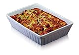 KitchenCraft World of Flavours Lasagne-Schale, Cannelloni und Nudelauflauf, Steingut, 33 x 21 cm, Weiß