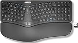 Arteck ergonomisches Split Tastatur mit gepolsterter Handgelenkauflage, 2.4G USB Kabellose Komfortables Split Keyboard mit natürlicher Ergonomie, für Windowscomputer und Laptops