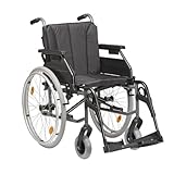 FabaCare Rollstuhl TOMTAR MR-LG, Leichtgewichtrollstuhl aus Aluminium, Transportrollstuhl faltbar, Pflegerollstuhl, Faltrollstuhl, Standardrollstuhl, höhenverstellbar, bis 130 kg, Sitzbreite: 42 cm