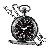 POFET Moderne Taschenuhr, Quarz-Taschenuhr mit Kette, Vintage-Quarz-Taschenuhr, römische Ziffern, stilvolle Taschenuhr für Geburtstag, Jahrestag, Weihnachten