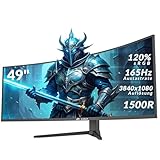 CRUA Curved Gaming Monitor Ultra-Wide 32:10 DFHD 3840x1080, 165Hz/144Hz, 1500R, AMD FreeSync, 120% sRGB, Height Adjustable, HDMI 2.1 & DP 1.4, Wall Mountable - Black