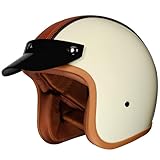 Solider Offener Motorradhelm, Scooter-Cruiser-Helm Für Erwachsene, Männer Und Frauen, Vintage-Motorrad-Halbhelm Für Den Stadtverkehr, ECE/DOT-Geprüft B,L(57-58CM)