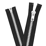 Mandala Crafts Robuste Reißverschlüsse, 38,1 cm, Schwarz und Silber, separate Reißverschlüsse zum Nähen von Jacken, Mänteln und Heimtextilien