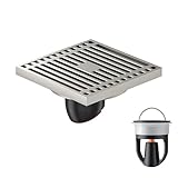 Duschrinne, Duschablauf, Quadrat, Bodenablauf, Befliesbar, Quadratisch, Geruchshemmend, Mit Sieb, FüR Badezimmer, Garten (100 mm X 100 mm)(Brushed Color,Hollow Style)