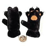 Therian Paws, Warm Plüsch Handschuhe für Katzenpfoten Handschuhe Cosplay Fluffy Therian Handschuhe Katzenhandschuhe Katzen Handschuhe Cosplay Winterhandschuhe Damen für Teenage Girls (Schwarz, M)