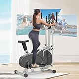 Cowmew Ellittica Crosstrainer Und Heimtrainer 2 in 1 für Zuhause, Fitnessgeräte Stepper Mit Sitz + LCD-Monitor + Einstellbarem Widerstand + Rutschfestem Pedal, Cardio Hometrainer