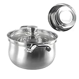 ROEUIPG 24 cm Suppentopf, Edelstahl-Induktionsboden, verhindert Überlauf, mit Glasdeckel, for Gas-, Induktions-, Keramik- und Halogen-Kochfelder, Kochgeschirr Zum Kochen