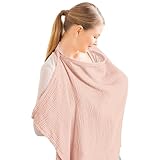 Jushion Musselin-Abdeckung zum Stillen von Babys,Stilltuch für Unterwegs Stillschal Stillschürze, Stillbezug mit starrem Reifen,Nursing Cover Breastfeeding Cover,Aprikose (Rosa)