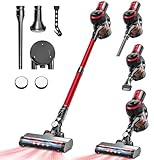 VEGREM Akku Staubsauger 25Kpa, Staubsauger Kabellos 160W mit 2 Saugmodi, LED-Leuchten, Cordless Vacuum Cleaner mit Leistungsanzeige, bis zu 40 Minuten Laufzeit