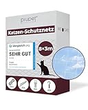 PiuPet® Katzennetz I 8x3m I transparent I inklusive Montagematerial I Katzennetz für Balkon | Katzenschutz Fenster I Katzen Balkonnetz I Ideal für uneingeschränkte Sicht