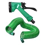 Erweiterbarer Wasserschlauch, Spiralschlauch, Gartenschlauch, 5 Bewässerungsmodi, leicht, geeignet, 15 m, Grün oder Boote, Wohnmobil, Hausreinigung, Hof, Autowäsche, alte Farbe