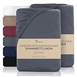NatureMark Mikrofaser Spannbettlaken – 2 Stück – weich, atmungsaktiv und pflegeleicht – hautfreundlich, schnelltrocknend und formstabil - 140x200cm, Anthrazit grau