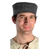 HEMAD Mittelalter Kappe Wollfilz gefüttert Modell: Machorel, Grau XXL