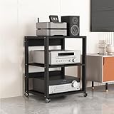 AV Audio Rack HiFi Regal, Plattenspieler Tisch Schallplatten Regal Record Player Stand Audio Rack Tv Regal Gaming Regal Plattenspieler Regal für PS4/Kabelbox/DVD-Player/Spielkonsole(50x40x69 cm)