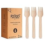 FOOGO Green Einweg-Holzgabeln 300-teilig, 16 cm, Holzbesteck kompostierbar & biologisch abbaubar Gabeln – Nachhaltiges Einwegbesteck ideal für Party & Picknick