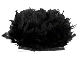 PANAX Echte Truthahnfedern in Schwarz auf 200cm Stoffstreifen und ca. 10-15cm Federnlänge - 9 Farbvarianten - Ideal zum Basteln, Fasching, Karneval, Hochzeiten, Dekorationen.