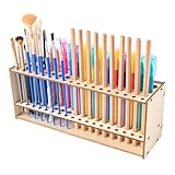 JUXINE Pinselhalter Malen Holz, Make-up Pinsel aufnehmen kann,Pinsel-Organizer mit 67 Löchern für Künstler,Aufbewahrung für Holz-Pinsel, Bleistifte,Stifte,.