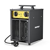 DAHTEC Elektroheizer Heizlüfter Bauheizer 3000 Watt Elektro Heizstrahler Bautrockner mit Thermostat Elektrisch Heizgerät mit 3 Heizstufen Heizgebläse für Garage, Baustelle