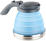 Rosenstein & Söhne Faltbarer Wasserkessel: Faltbarer Silikon-Camping-Wasserkessel mit Edelstahlboden; 800 ml (Wasserkocher Camping, Silikon, Reisewasserkocher)