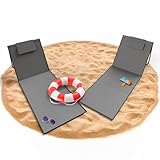 BigDean Strandliege 2er Set Strandstuhl klappbar leicht nur 1,3 kg - Strandmatte tragbar und gepolstert