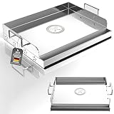 Universal BBQ Edelstahl Plancha Grillplatte Griddle mit gleichmäßiger Heizung Arming, Grill für Gas & Kohle Grills – Universal Flat Top, für Grills, Camping, Tailgating und Partys (43CM)