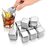 Wiederverwendbare Eiswürfel Edelstahl, Ice cube trays, 304 Edelstahl, Packung mit 12 Eiswürfel, Mit hoher Kühltechnologie, Gefrorene gefrorene Eiswürfel für Wein, Wodka, Getränkesaft oder Limona