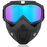 Motorradbrille Abnehmbare TAIZER Motorrad Schutzbrille Staubschutz Brille Abnehmbaren Gesichtsmaske Winddicht Helm Nebelfest Winddicht Reiten Sonnenbrille Fahrrad Dirtbike Motocross Off Road Goggle