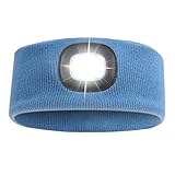 AWSOLAR LED Stirnband mit Licht, Wärmendes Weiches LED Stirnband mit USB Ladefunktion Lustige Geschenke für Papa Mama Freundin Großvater Oma