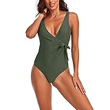 Sexy Frau Hohe Taille Bikini Damen Rüschen Flying Sleeves Sexy Deep V Jumpsuit Badeanzug Bikini Badeanzug, Blau-12, L