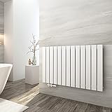 EMKE Heizkörper Flach 630x1000mm, Design Flachheizkörper Moderne Heizkörper Horizontal Paneelheizkörper Seitenanschluss Doppellagig Wandheizkörper Weiß 1343 Watt