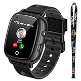 PIULAXIU 4G Smartwatch Kinder mit langanhaltendem Video-und Telefonanruf, SOS, GPS, wasserdichte Kids Smartwatch mit Echtzeit-Ortung und Schulmodus für Jungen Mädchen 5-14 Jahre Geschenk (Schwarz)