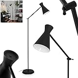 Stehleuchte Vijes, moderne Stehlampe aus Metall in Schwarz/Weiß, Standlampe mit verstellbarem Schirm (Ø 15 cm), mit Fußschalter am Kabel, Höhe 145 cm, 1 x E27, ohne Leuchtmittel