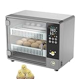 Automatischer Inkubator für 24 Eier, Inkubator für Eier, Inkubator mit automatischer Temperaturregelung und LED-Anzeige, Ultraschallbefeuchtung (Einzel-Block mit 24 Zellen)
