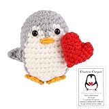 TOYMIS Positiver Pinguin mit Herz, Herz Pinguin Gehäkelter Pinguin Emotionale Unterstützung Häkel Pinguin Häkeln Positive Häkeltiere für Partydekoration Inspirierendes Geschenk
