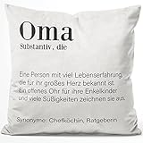 JUNIWORDS Kissen, Definition: Oma, 40 x 40 cm, Flauschig Samtweich Weich (1003918)