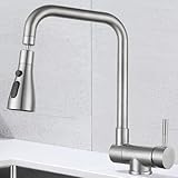 Vorfenster Spültischarmatur Küche Klappbar Wasserhahn Küche Drehbar 3 Modi Edelstahl-Gebürstet