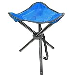 Camping Hocker Falthocker Angelhocker Inkl. Tragegurt Campingstuhl Dreibeinhocker 110kg Campinghocker Faltbar (Blau)