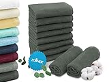 ZOLLNER 10er Set Seiftücher in 30x30 cm - saugstarke und weiche Waschlappen in dunkelgrau - mit praktischem Aufhänger - waschbar bis 60°C - Baumwolle - Hotelqualität