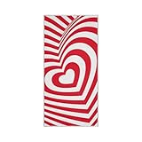 Yuiboo Sporthandtücher, rotes Herz, Valentinstag, 3D-gestreift, Fitness-Handtuch, 76,2 x 38,1 cm, schnell trocknendes Handtuch, Handtuch, Badetücher und Waschlappen, Mikrofaser, Badetücher