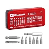Original Einhell Bit-Spender Set 9-tlg. (Bits 25/50 mm, Abtriebsmarkierung, Magnetbithalter, Chrom-Vanadium, Taschenkassette, für Aufnahmeverbindung und Akkuschrauber)