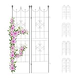 Relaxdays Rankgitter 2er Set, Metall, 180 x 50 cm, Rankhilfe Garten, Vintage, verzierte Spitze, zum Stecken, dunkelgrün, Design C