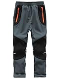 Zzkouine Kinder Softshellhose Schneehose Thermohose Hosen Jungen Mädchen Winterhose Outdoorhose Wanderhose, Grau/Schwarz 134-140